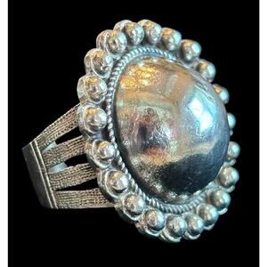 Vtg Navajo Design Harvey Sterling Silver Satellite Dome Ring Sz 9.75 12.43g